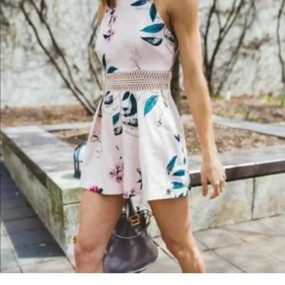 REVOLVE KEEPSAKE THE LABEL romper sz SM . Pink floral,cut out,waist crochet?,zip - Picture 1 of 16